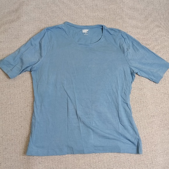 Lands' End Tops - Lands' End T-Shirt Womens L 14-16 Blue Excellent Cotton Modal Scoop Neck Tee